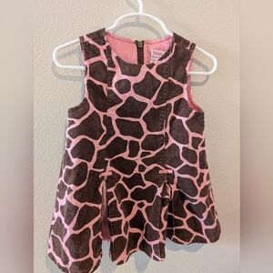 Vintage Gymboree Toddler Girls Dress 18-24 Month Brown And Pink Animal Print 04